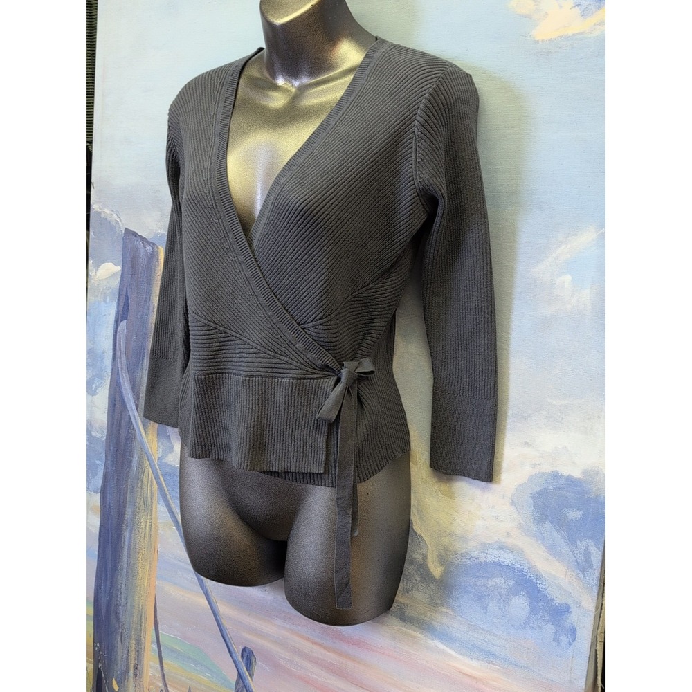 Margaret O'Leary Lightweight Ribbed Organic Cotton Wrap Sweater In Slate